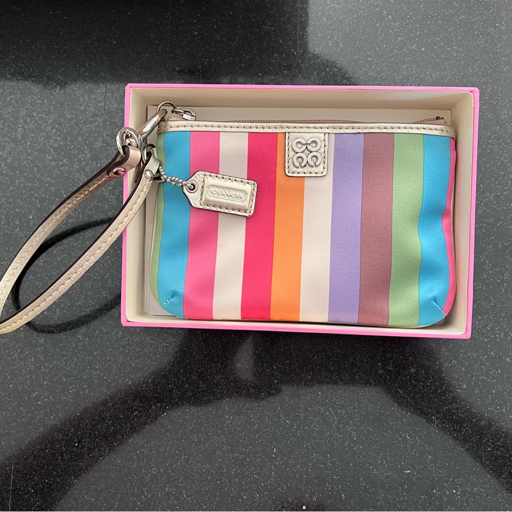 Coach Colorful Striped Wristlet